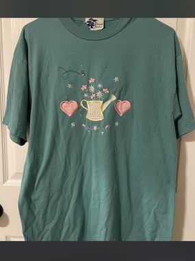 Floral Watering Can Embroidered Tee